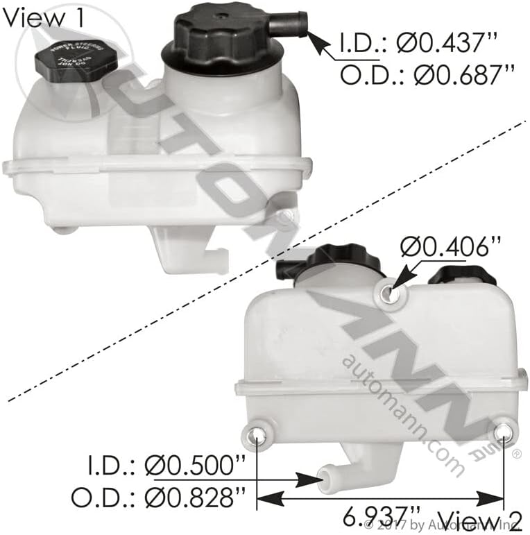Freightliner Cascadia 2008-2018 Power Steering Reservoir A1417924000 15-Up Cascadia 2 Quart Includes 572.4008 Filler Cap and 572.4011 Filter Cap Replacement Filter is 575.1077-F