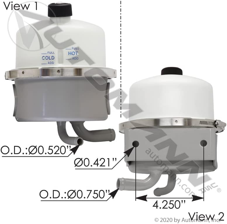 575.1078 - Power Steering Reservoir Freightliner 1413205000, 1414746000, 1417058000