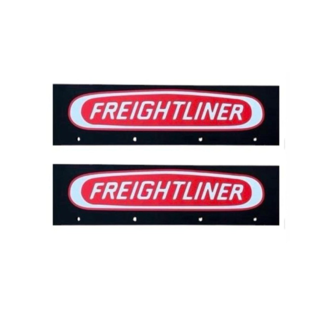 Semi Truck Mud Flaps 24in x 30in Compatible with Freightliner – Black with Red Logo – Includes 21in x 5in Quarter Fender Flaps – 16 Mounting Bolts