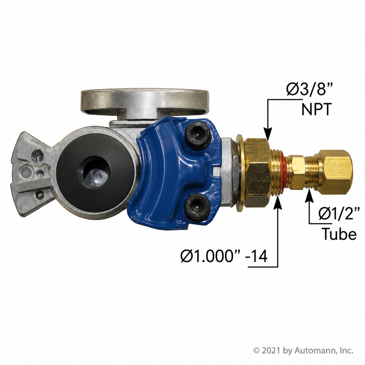 Shutoff Gladhand Service Compatible with Universal Applications – Blue with Bulkhead Compression Fitting for 1/2in Tubing – Compatible with 035173 – 9211-8
