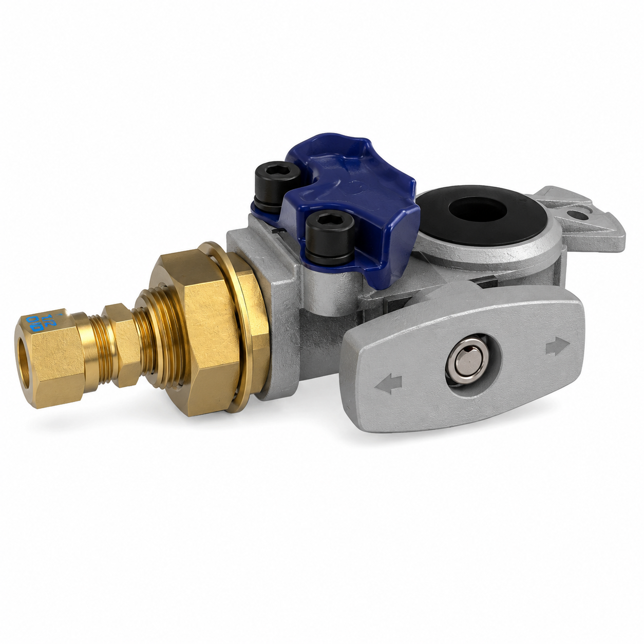 Shutoff Gladhand Service Compatible with Universal Applications – Blue with Bulkhead Compression Fitting for 1/2in Tubing – Compatible with 035173 – 9211-8