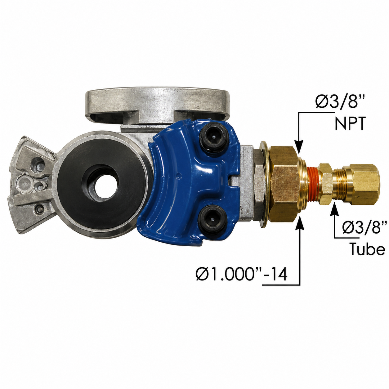 Shutoff Gladhand Service Compatible with Universal Applications – Blue with Bulkhead Compression Fitting for 3/8in Tubing – Compatible with 92116 – 035094 – 441148