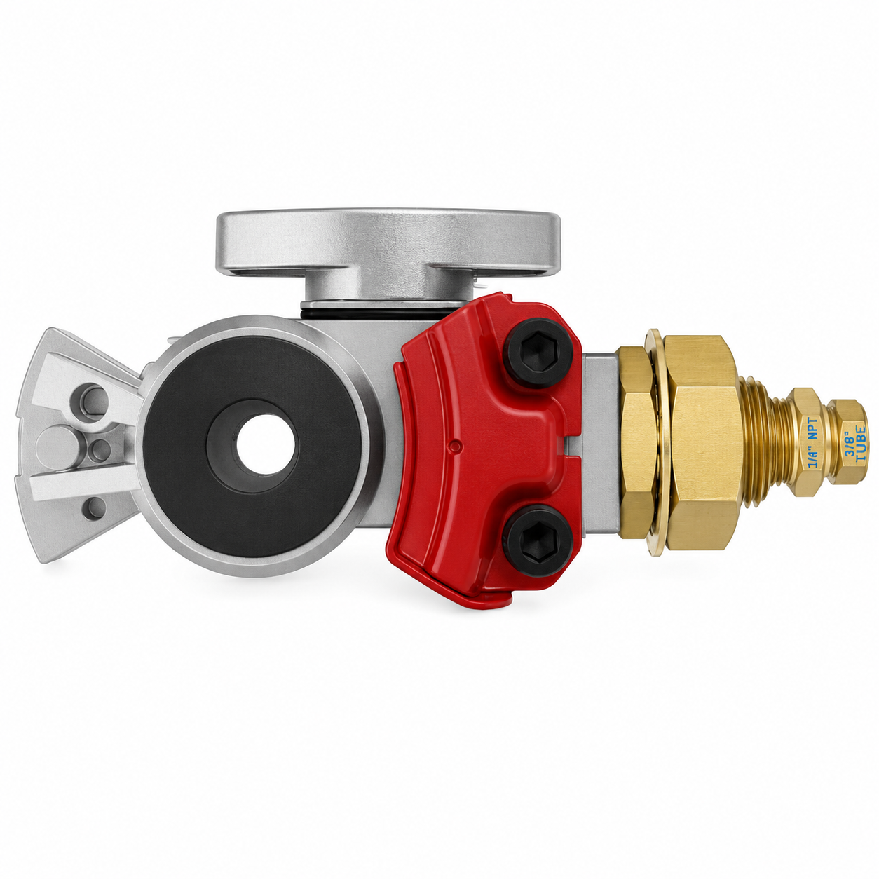 Shutoff Gladhand Emergency Compatible with Universal Applications – Red with Bulkhead Compression Fitting for 3/8in Tubing – Compatible with 92126 – 035095 – 441149