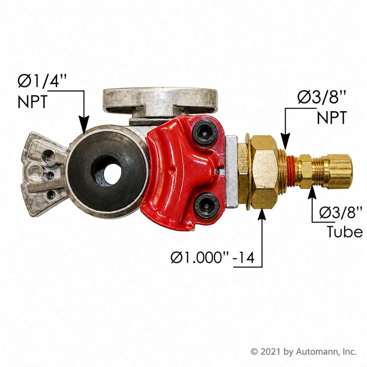 Shutoff Gladhand Emergency Compatible with Universal Applications – Red with Bulkhead Compression Fitting for 3/8in Tubing – Compatible with 92126 – 035095 – 441149