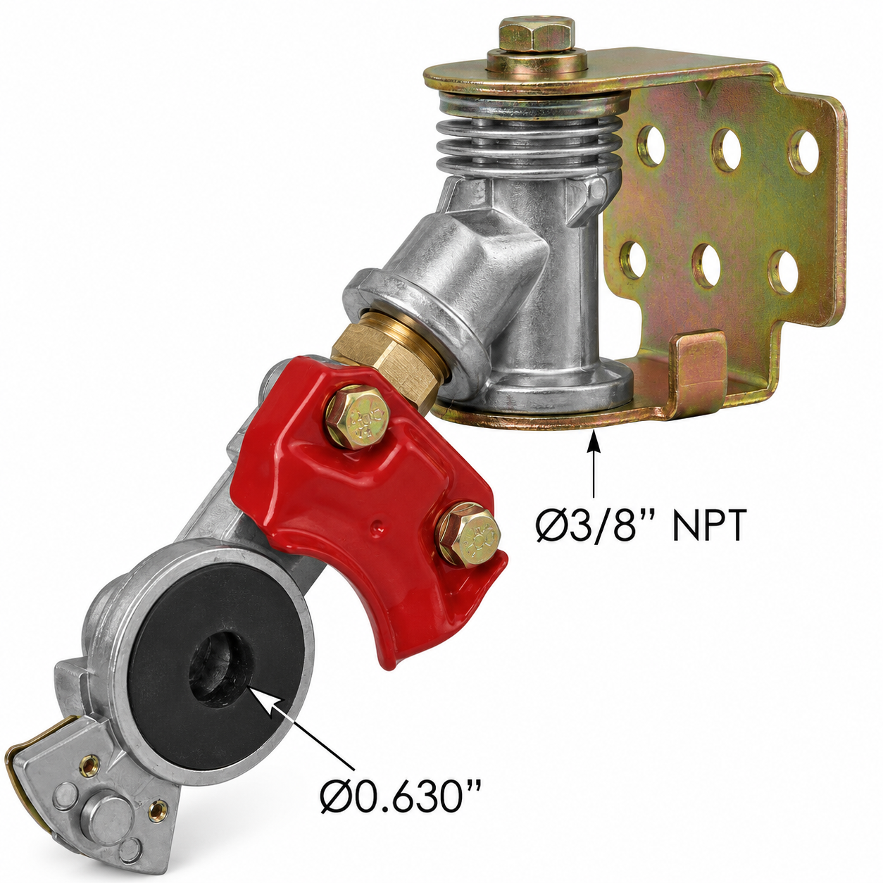 Pivoting Emergency Gladhand Compatible with Universal Applications – Red – No Dust Cover – Compatible with 56281