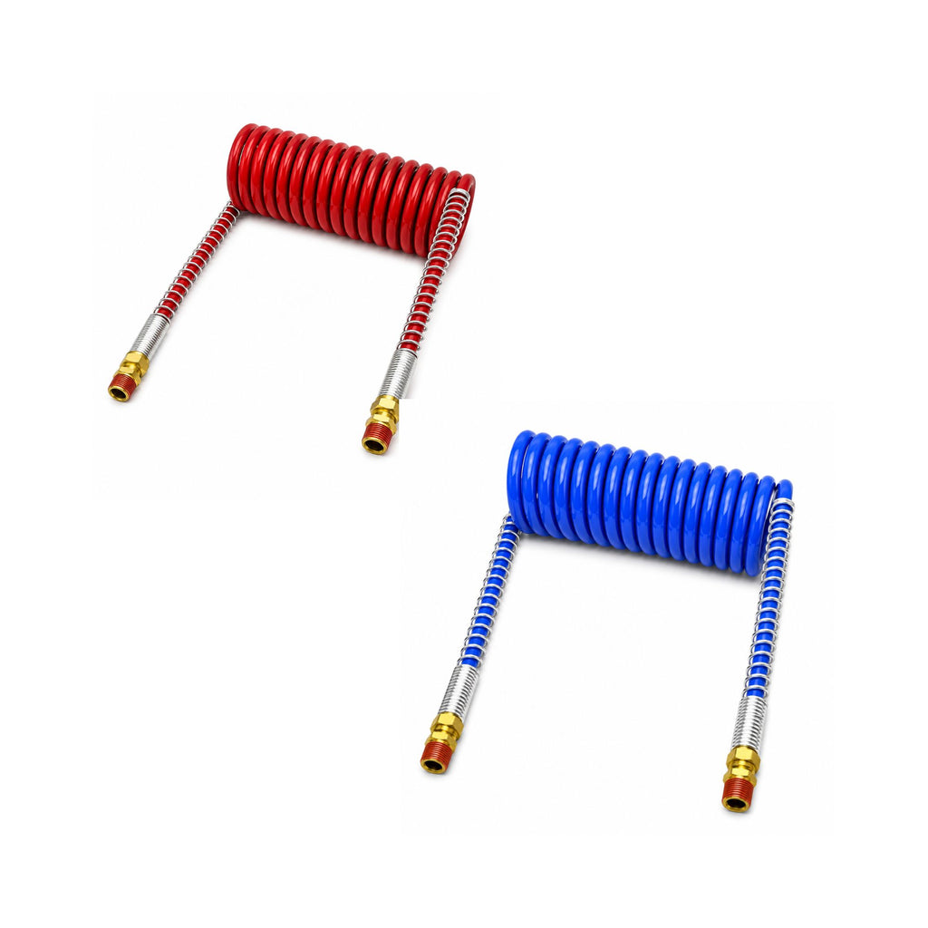 Single Air Coil 12ft Blue & Red Pair Compatible with Universal Applications – 1/2in OD with 1/2in Male Pipe Fittings – Compatible with 16212B – 022009 – 451035B – 16212R – 022004 – 451035R