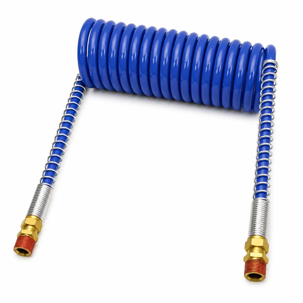 Single Air Coil 12ft Blue & Red Pair Compatible with Universal Applications – 1/2in OD with 1/2in Male Pipe Fittings – Compatible with 16212B – 022009 – 451035B – 16212R – 022004 – 451035R