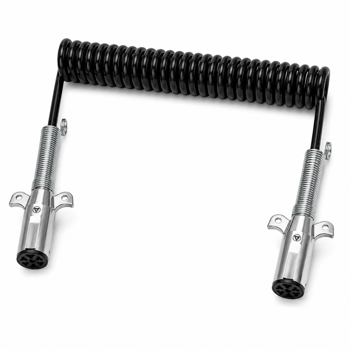 7-Way Coiled Electrical Cable 15ft Compatible with Universal Truck & Trailer Applications – Black – 6/14ga, 1/12ga – Compatible with 7ETB522MG – 590157
