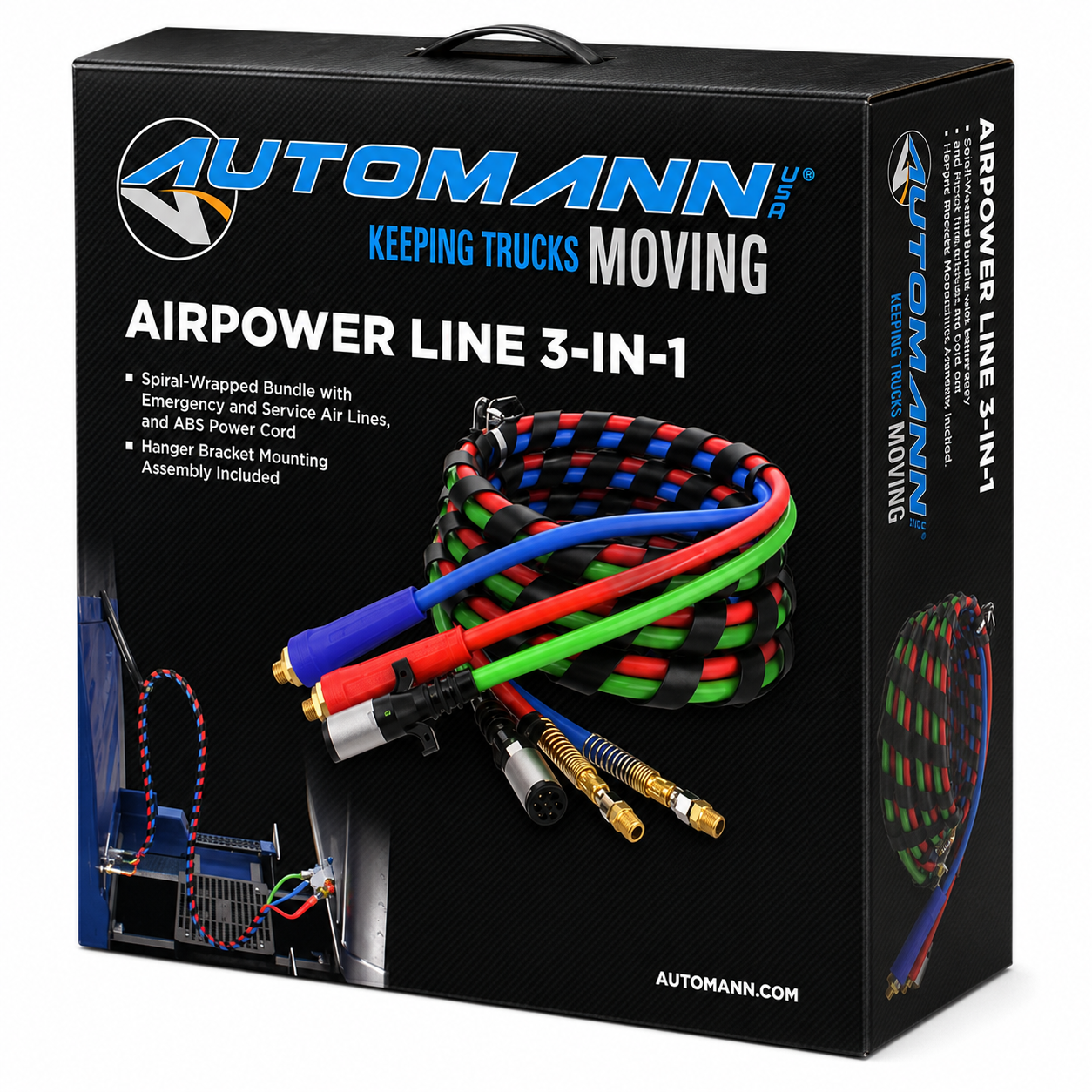 AirPower 3-in-1 Line 12ft Compatible with Universal Applications – Air & ABS Combination Assembly – Spiral Wrapped – Compatible with 13A1201, 451180