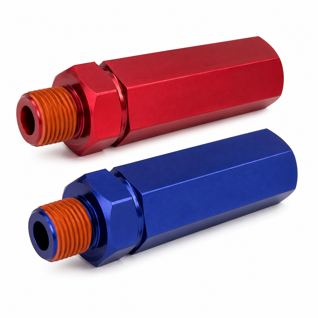 Gladhand Grips Aluminum Hex Compatible with Heavy-Duty Truck & Trailer Applications – 1/2in Pipe End – Red & Blue Pair – Compatible with 1011TG – GT-5341 – 81-0125