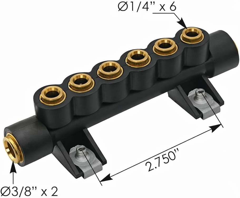 Air Manifold for Freightliner – 2× 3/8 in PLC Ports, 6× 1/4 in PLC Ports – Compatible with OEM A1217564000