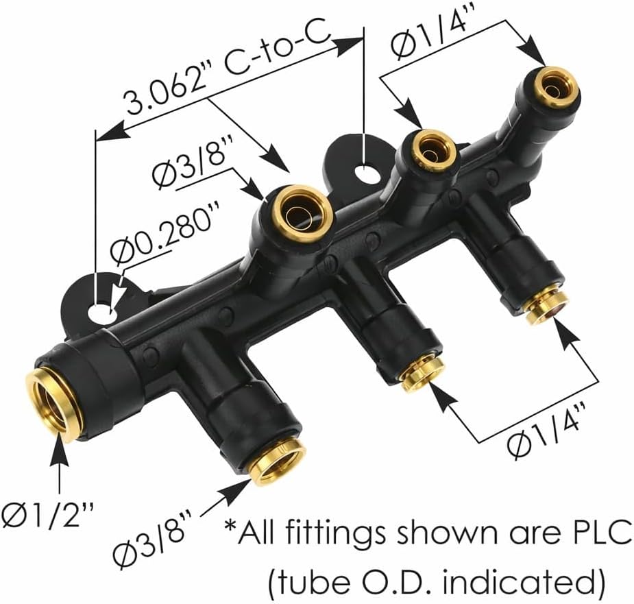 Air Manifold for International IHC – 4× 1/4 in PLC, 2× 3/8 in PLC & 1× 1/2 in PLC Ports – Compatible with OEM 2015711C1