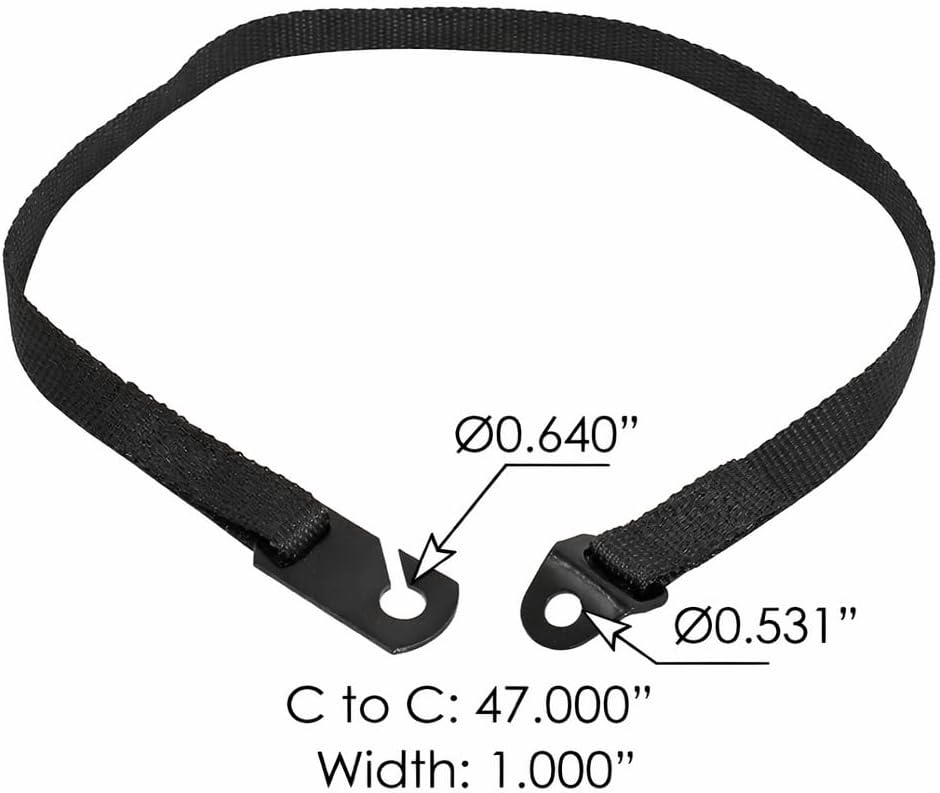 Hood Strap 47 in (1194 mm) for Freightliner FLD120 – Nylon, 1 in Wide, Dual Bolt Ends – Compatible with OEM A17-12259-000, A1712259000
