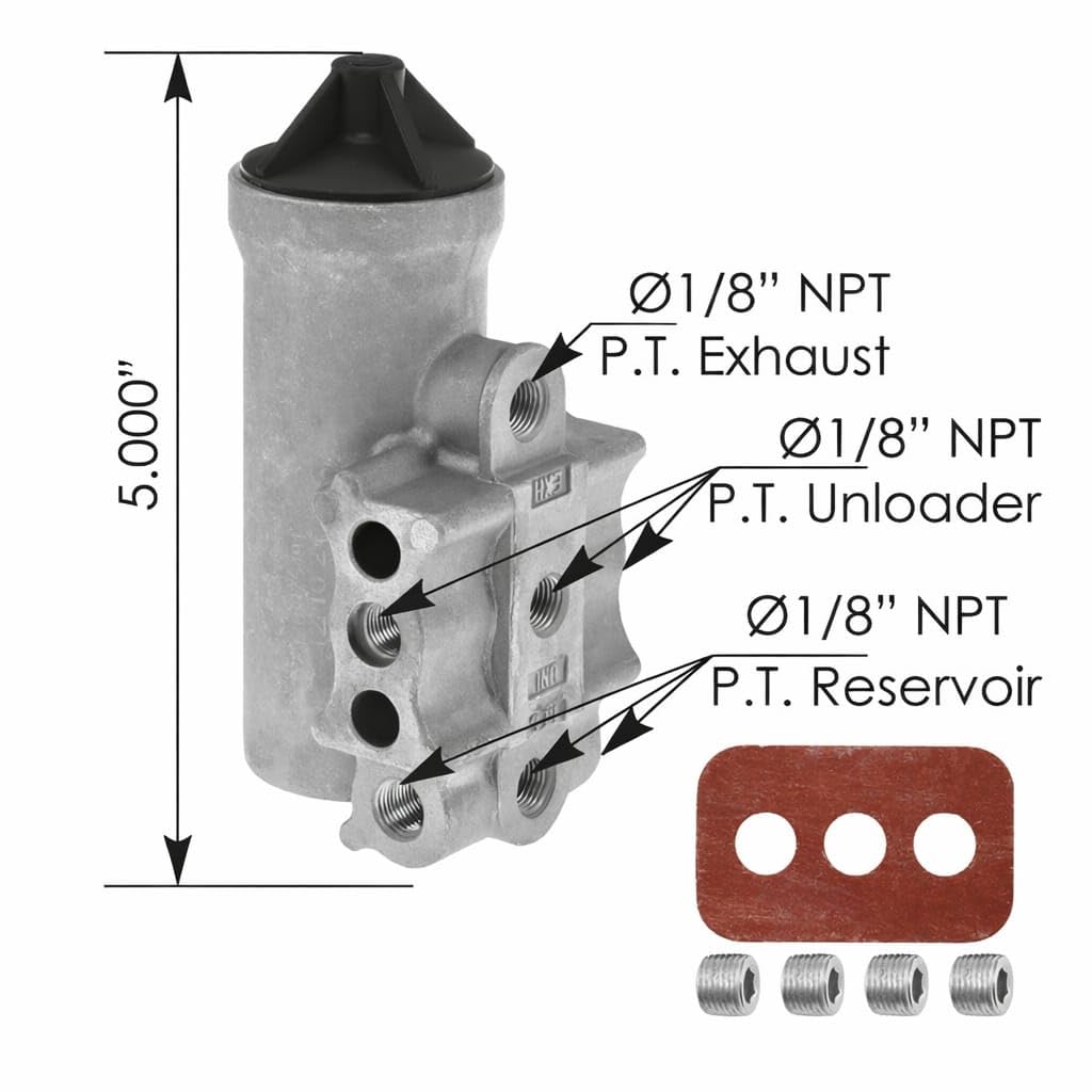 D2 Type Air Governor – 100 PSI Cut-in / 120 PSI Cut-Out, Adjustable – Includes Gasket & Plugs – Compatible with OEM 275491