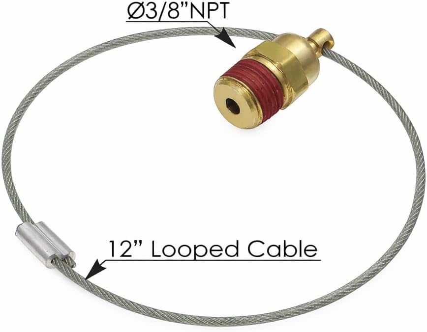 Drain Valve Low Profile 3/8in NPT w/ 12 in Looped Cable – Compatible with OEM A12-22111-000, A1222111000
