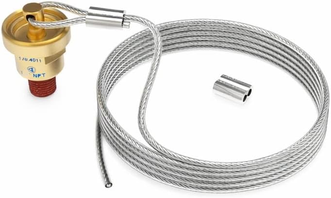 Manual Drain Valve 1/4 in NPT w/ 60 in Unclinched Cable – Closed Loop Valve End – Replaces 177.4011 – Compatible with OEM TV12105U, 032160, 401047