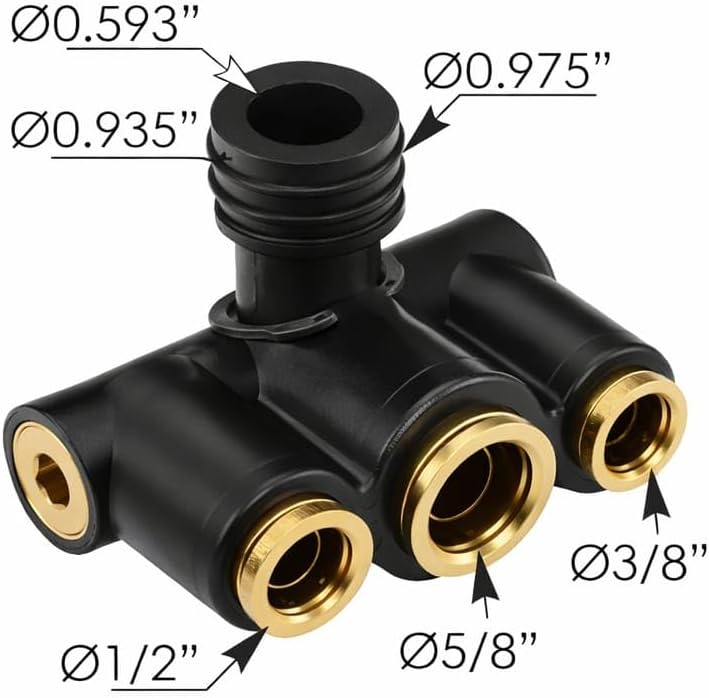 Air Manifold for International IHC – 3/8 in, 1/2 in & 5/8 in PLC Ports – Double O-Ring Press-Fit Port – Compatible with OEM 3598067C1
