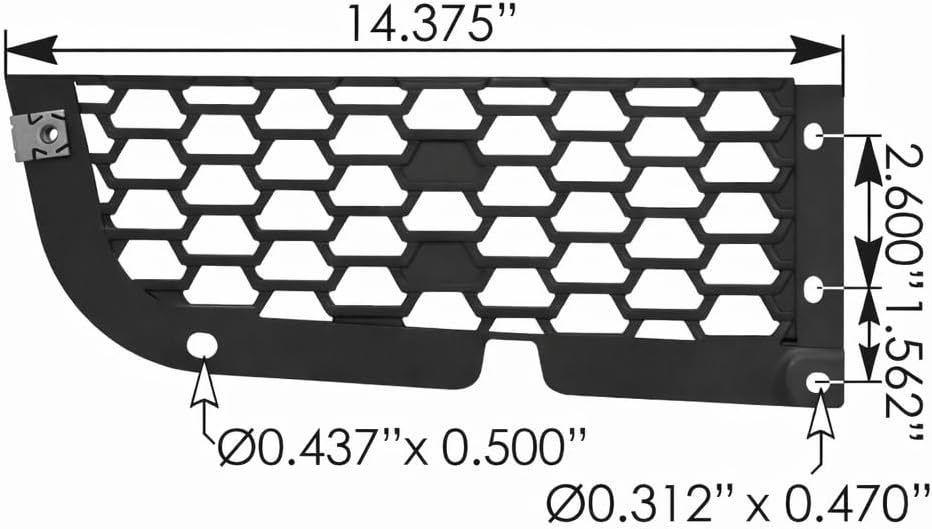 Bumper Mesh RH Freightliner P4 2018–Up New Cascadia Use with 564.46371 Bracket – Compatible with OEM 2128985000, 2128985001
