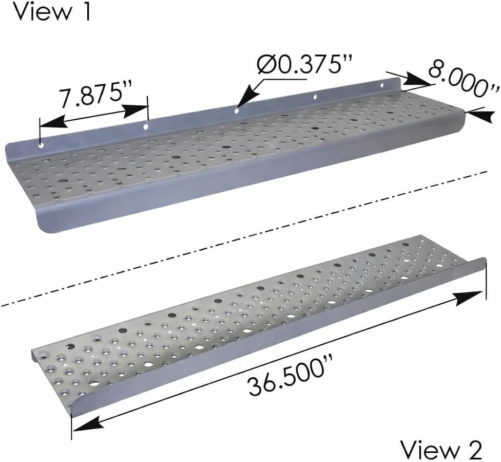 Step for Freightliner 8in x 36-1/2in Heavy-Duty M2 Steel Argent Silver – Compatible with OEM 2252437001, 2252437004, 2274602001
