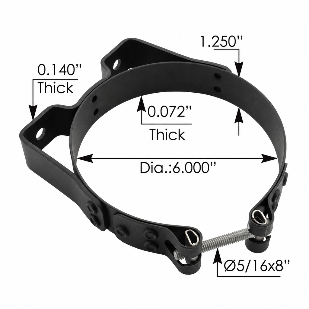 Muffler Clamp Bracket 6in – Black Powder Coated – Compatible with 11000475 – M002117 – 0327317
