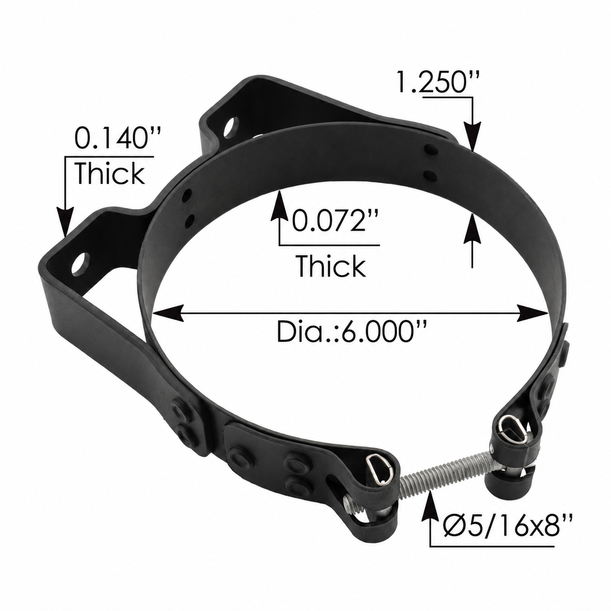 Muffler Clamp Bracket 6in – Black Powder Coated – Compatible with 11000475 – M002117 – 0327317