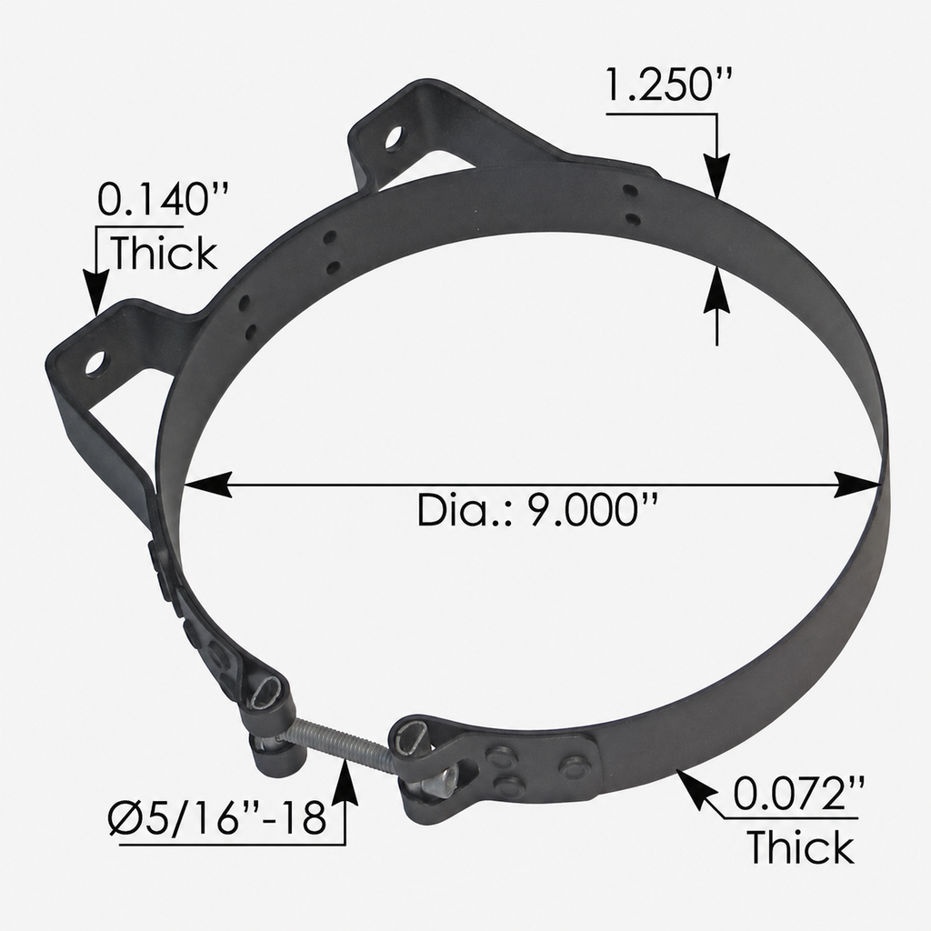 Muffler Clamp Bracket 9in – Black Powder Coated – Compatible with M002120 – MMB9