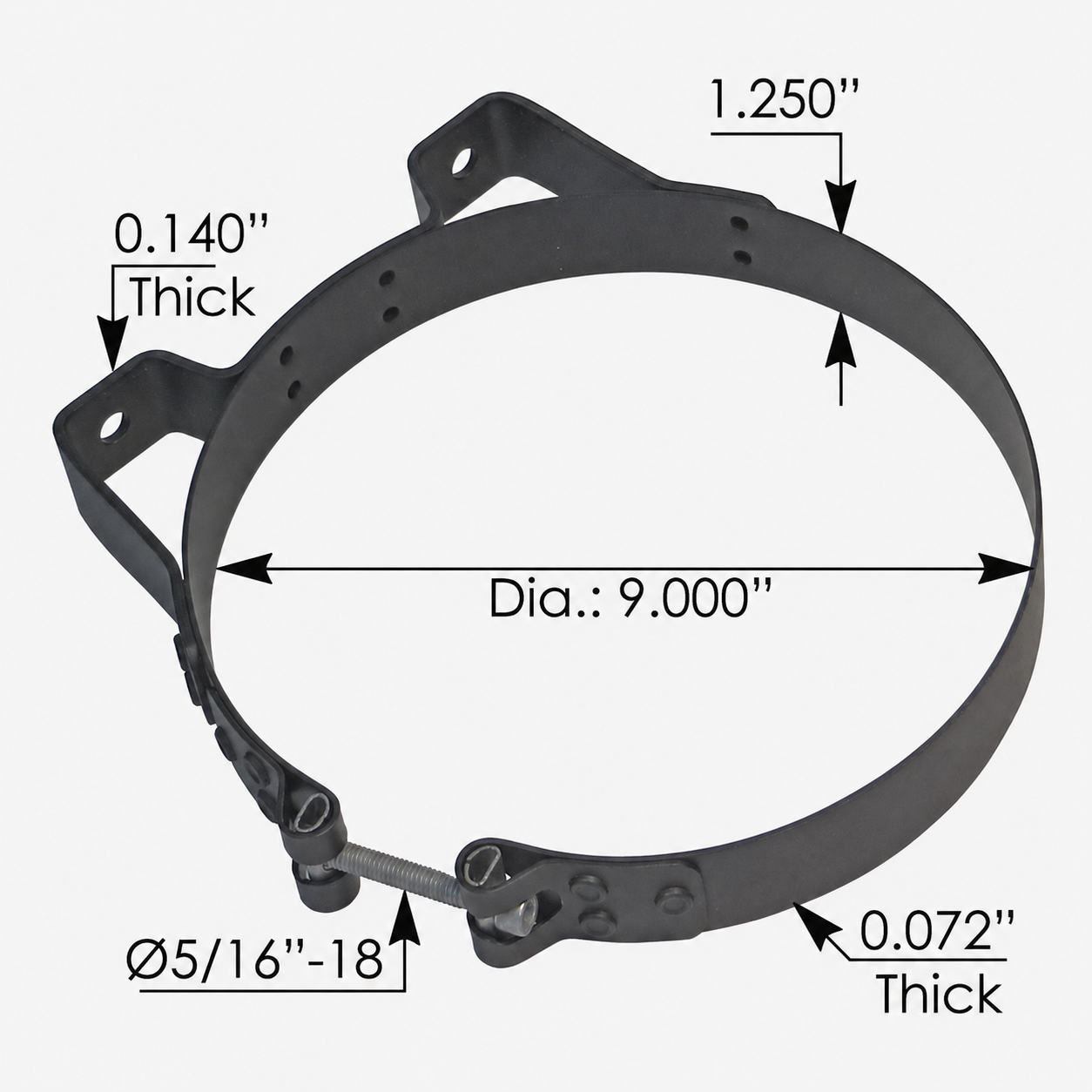 Muffler Clamp Bracket 9in – Black Powder Coated – Compatible with M002120 – MMB9