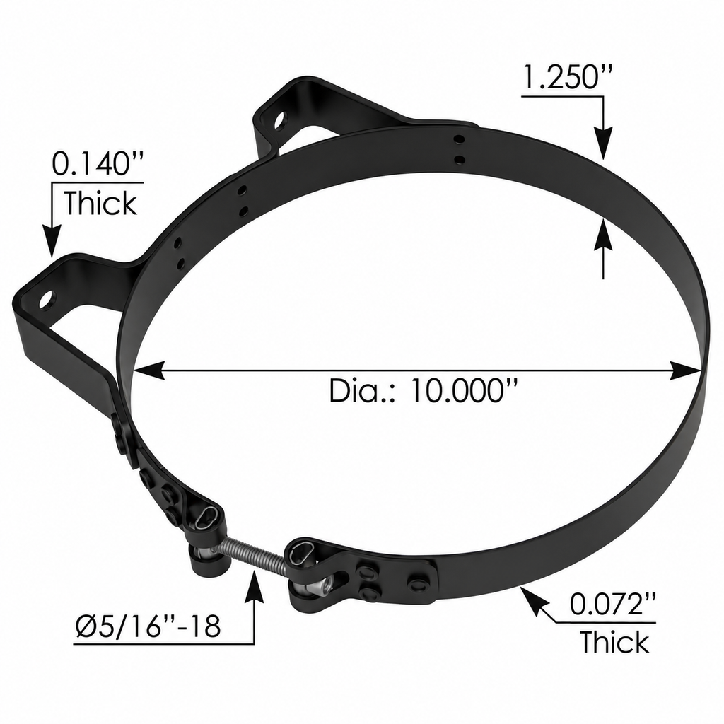 Muffler Clamp Bracket 10in – Black Powder Coated – Compatible with M002121 – MMB10