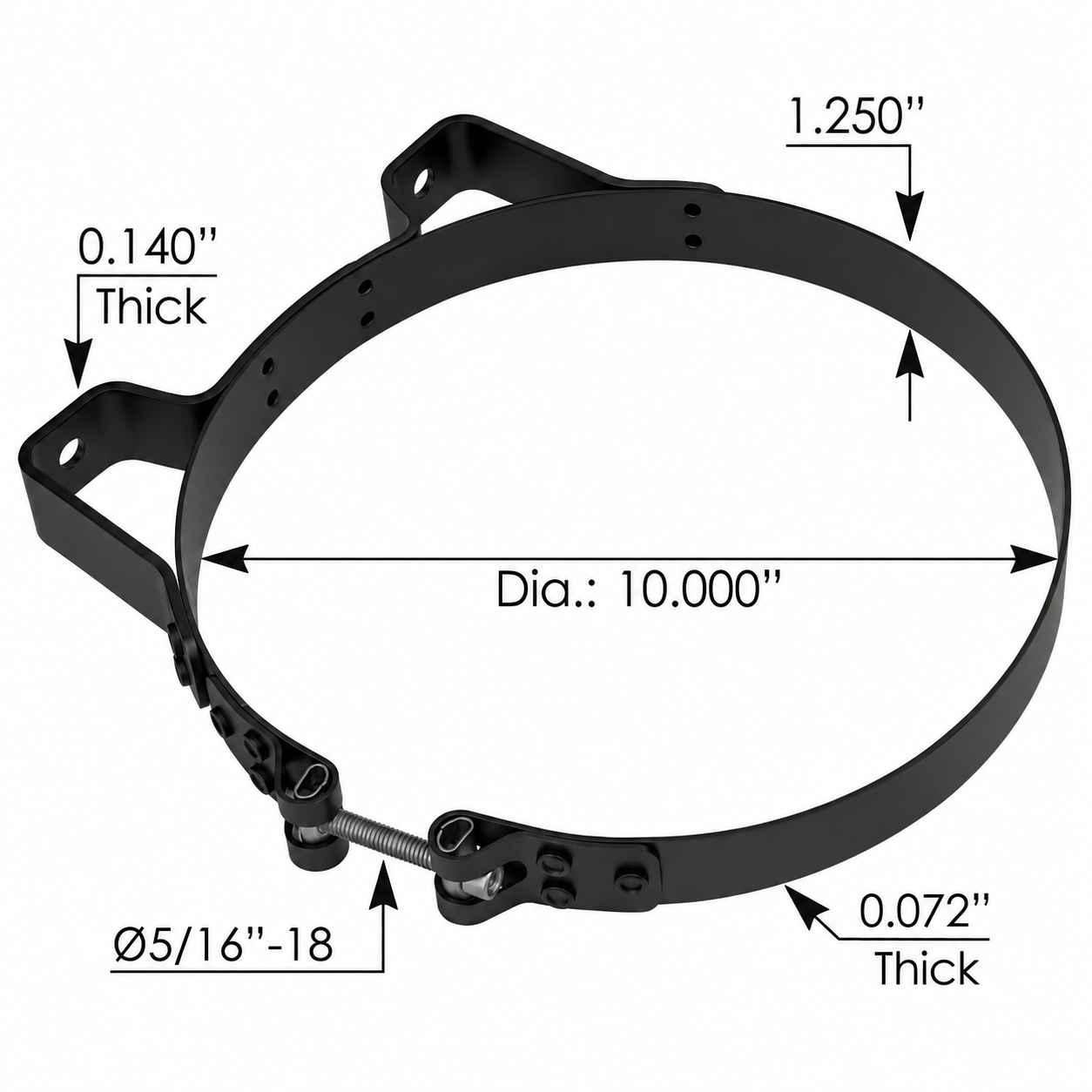 Muffler Clamp Bracket 10in – Black Powder Coated – Compatible with M002121 – MMB10