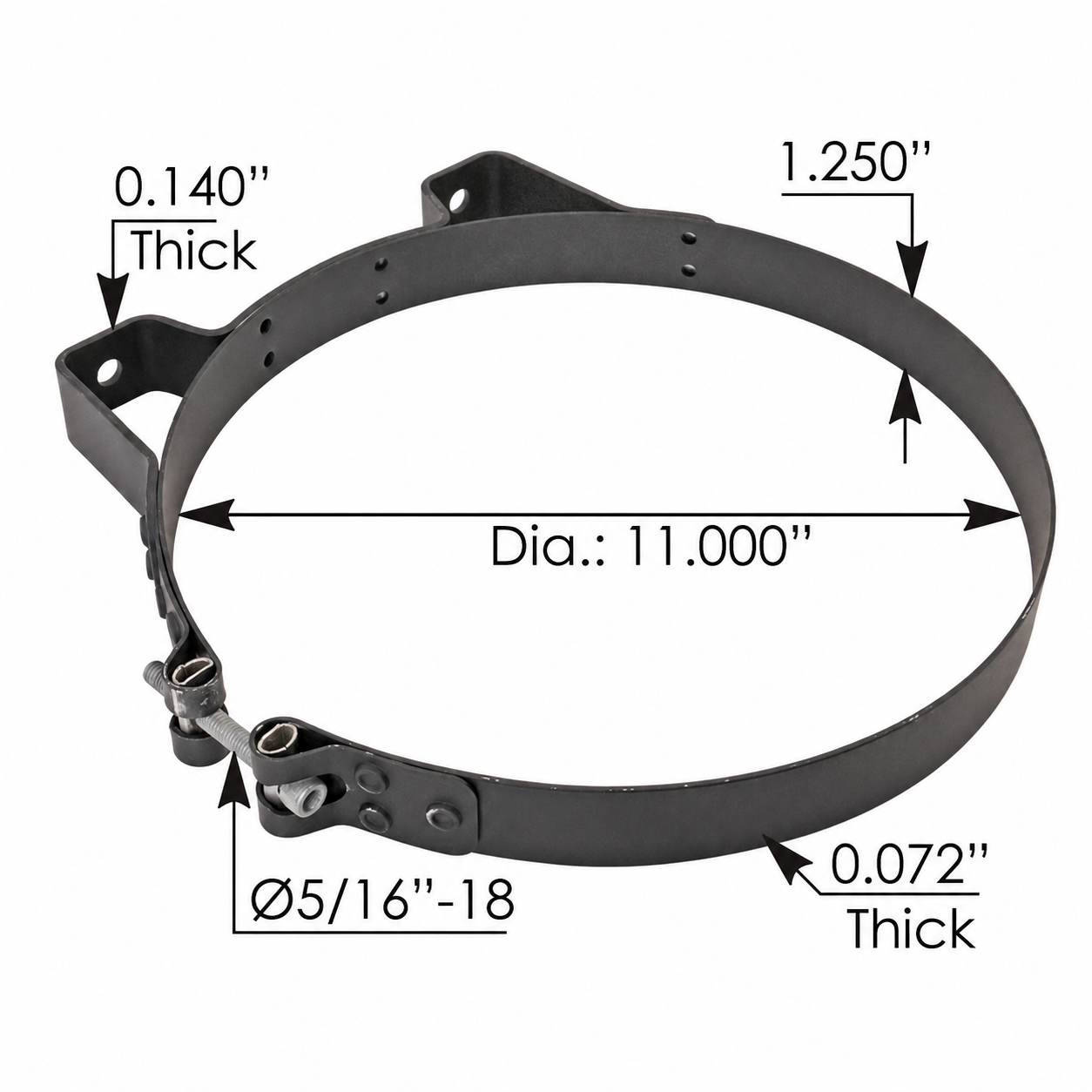 Muffler Clamp Bracket 11in – Black Powder Coated – Compatible with 2744636 – M002122
