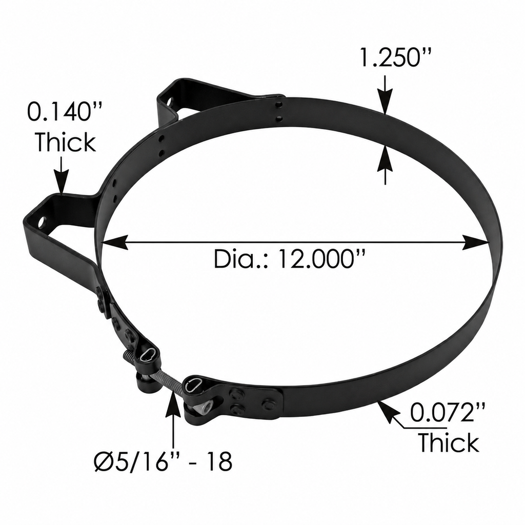 Muffler Clamp Bracket 12in – Black Powder Coated – Compatible with 11000880