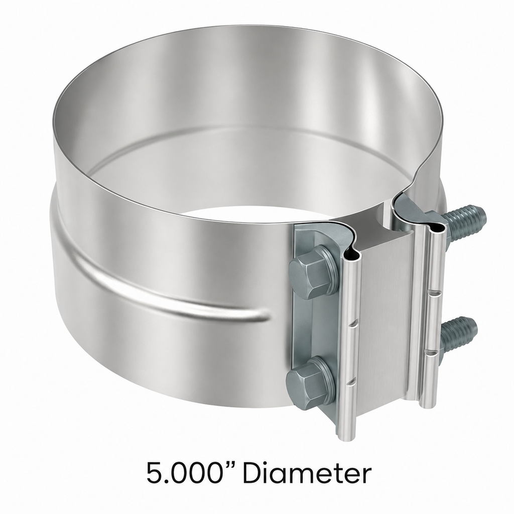 Exhaust Band Clamp 5in Compatible with Universal Applications – Preformed Stainless Steel – Compatible with L50SA