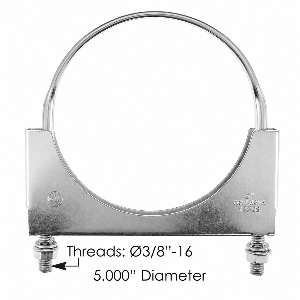Flat U-Bolt Saddle Clamp 5in Compatible with Universal Applications – 3/8"-16 Bolt Size – Compatible with W35757