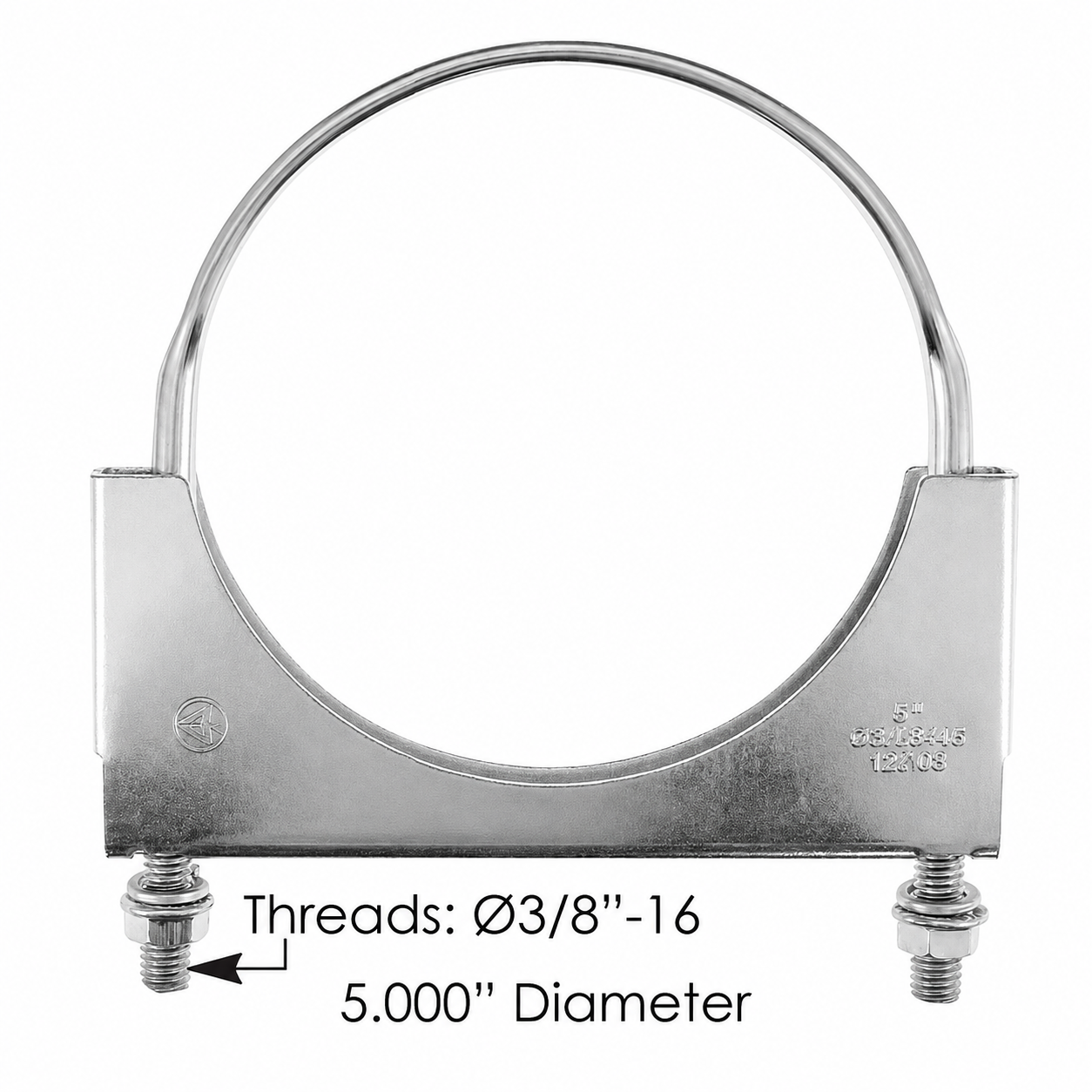 Flat U-Bolt Saddle Clamp 5in Compatible with Universal Applications – 3/8"-16 Bolt Size – Compatible with W35757