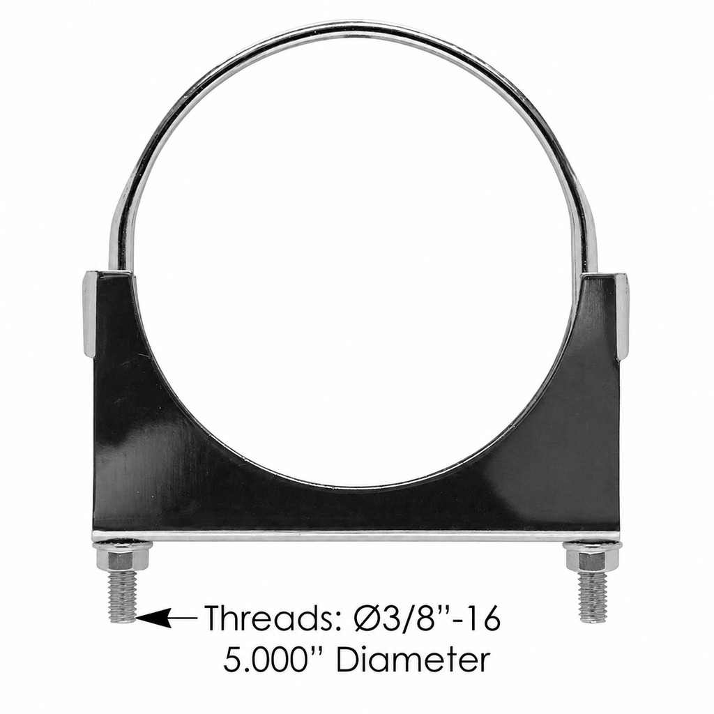 Flat U-Bolt Saddle Clamp 5in Compatible with Universal Applications – Chrome Finish – Pack of 10 – Compatible with FB5C – P206611