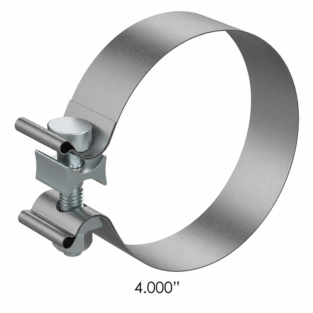 Exhaust Band Clamp 4in Compatible with Universal Applications – 1.25in Wide ALZ Torca Style – Compatible with AS4A – J000202