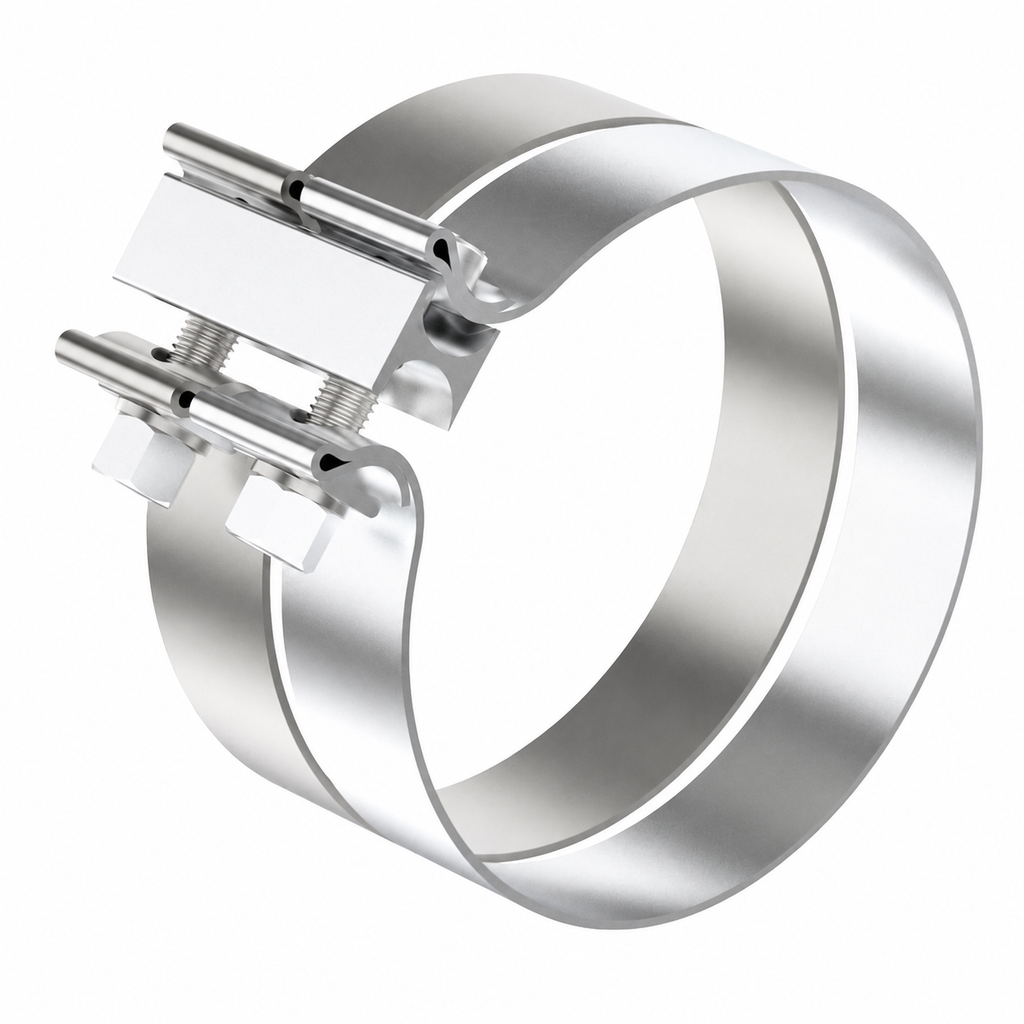 Double Band Clamp 5in Compatible with Universal Applications – 1.25in Wide 430 Stainless Steel and Aluminized Steel – Compatible with 0420289000 – TCP130001 – 130001