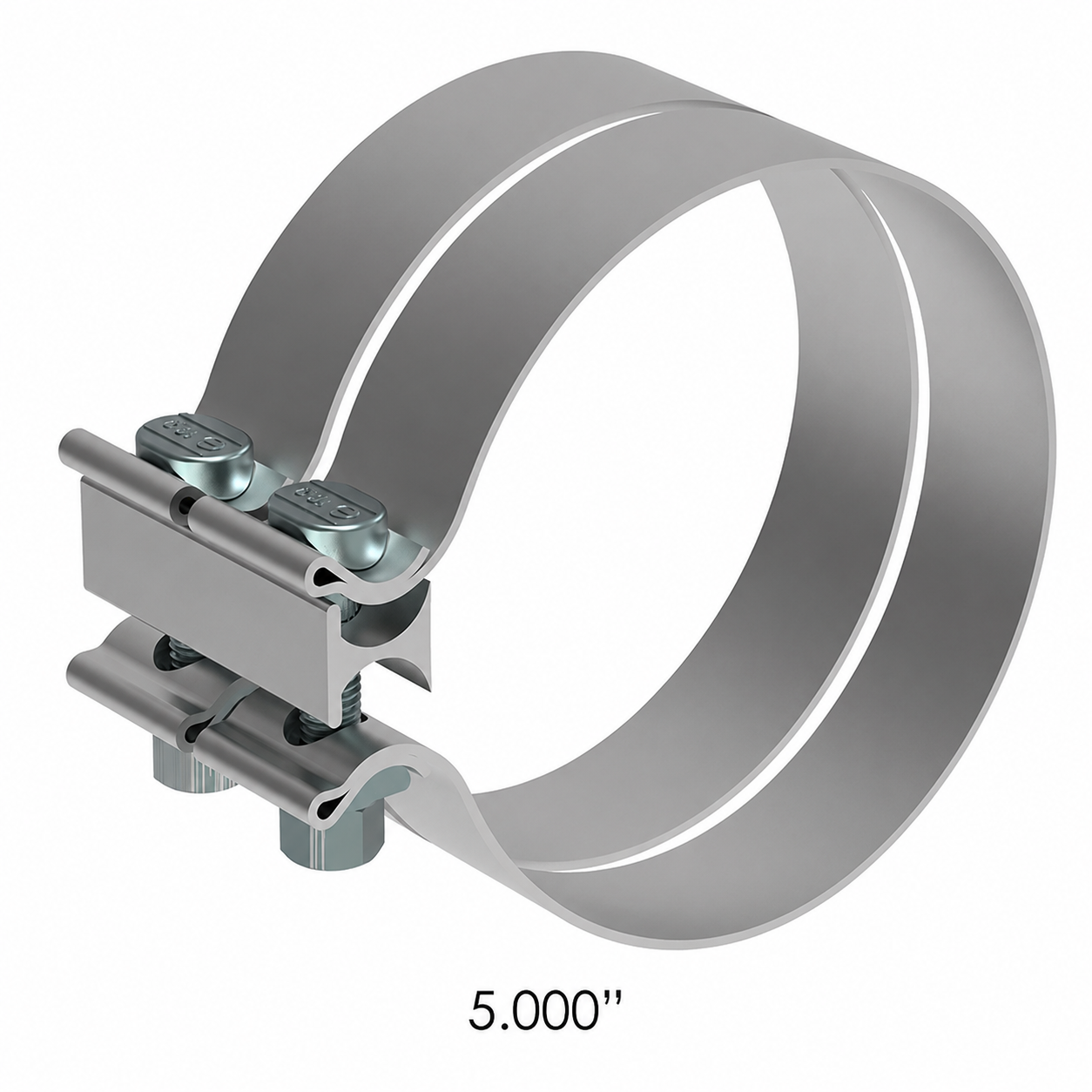 Double Band Clamp 5in Compatible with Universal Applications – 1.25in Wide 430 Stainless Steel and Aluminized Steel – Compatible with 0420289000 – TCP130001 – 130001