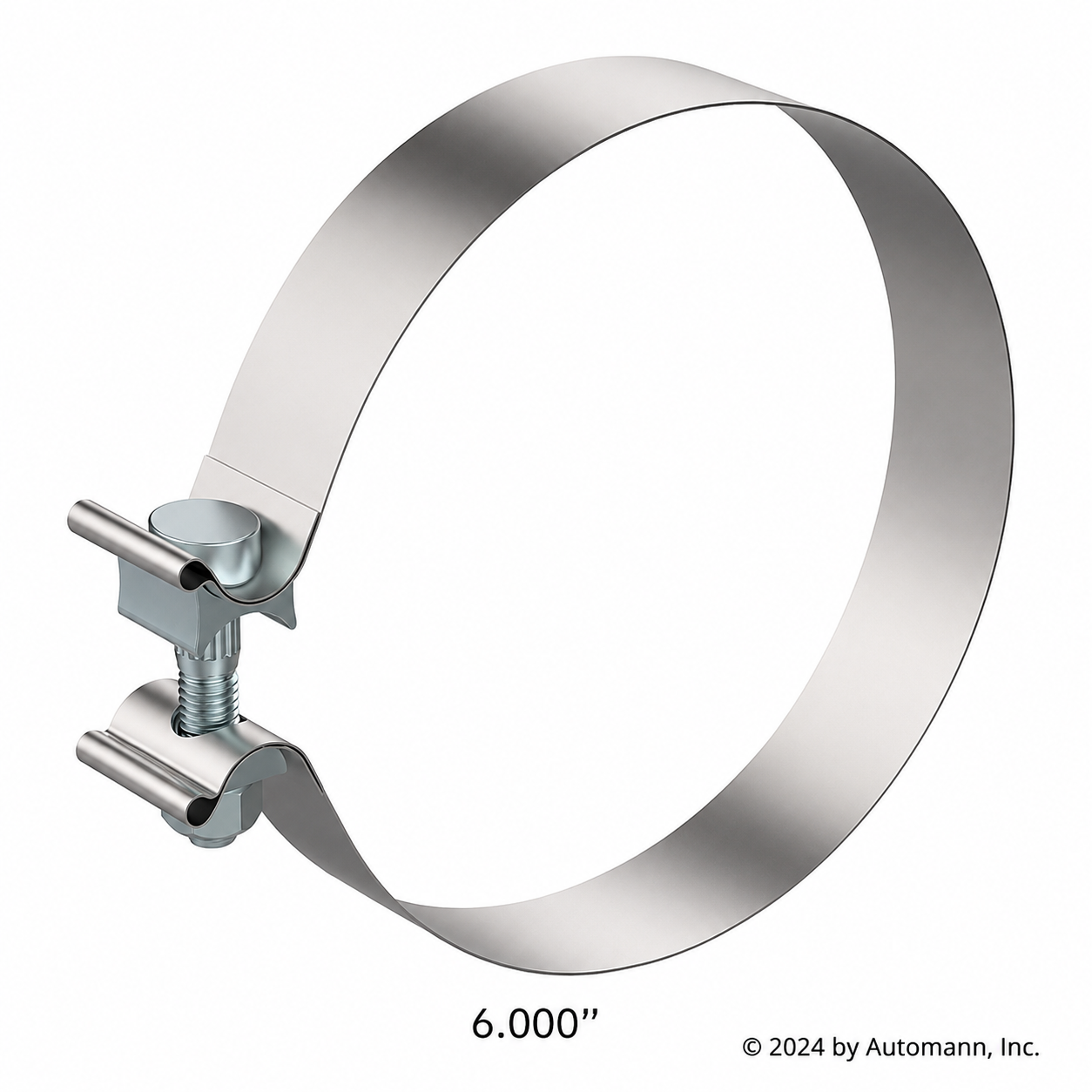 Exhaust Band Clamp 6in Compatible with Universal Applications – 1.25in Wide Mirror-Polished 430 Stainless Steel – Pack of 10 – Compatible with AS6SSP