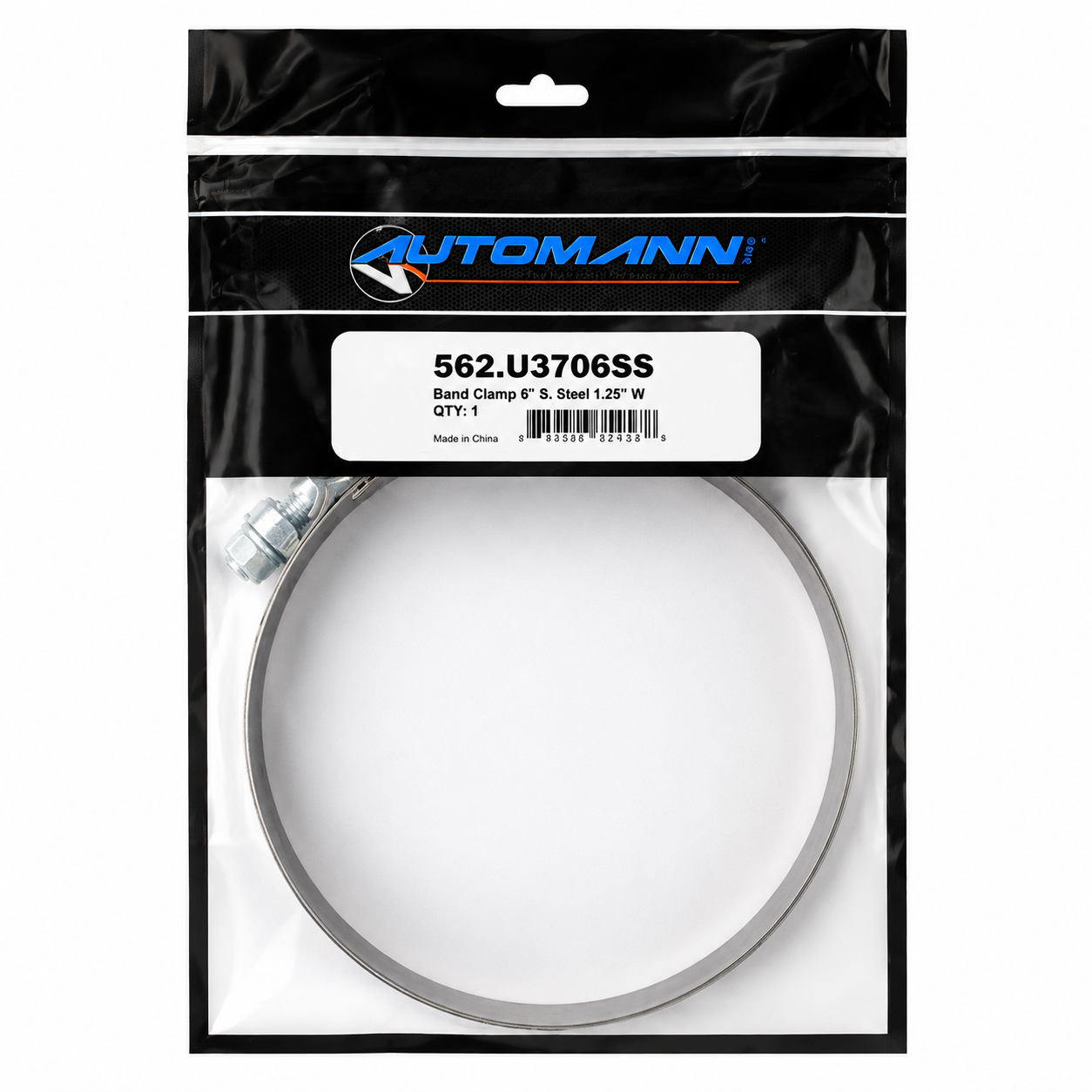 Exhaust Band Clamp 6in Compatible with Universal Applications – 1.25in Wide 430 Stainless Steel Mirror Polished – Compatible with AS6SSP