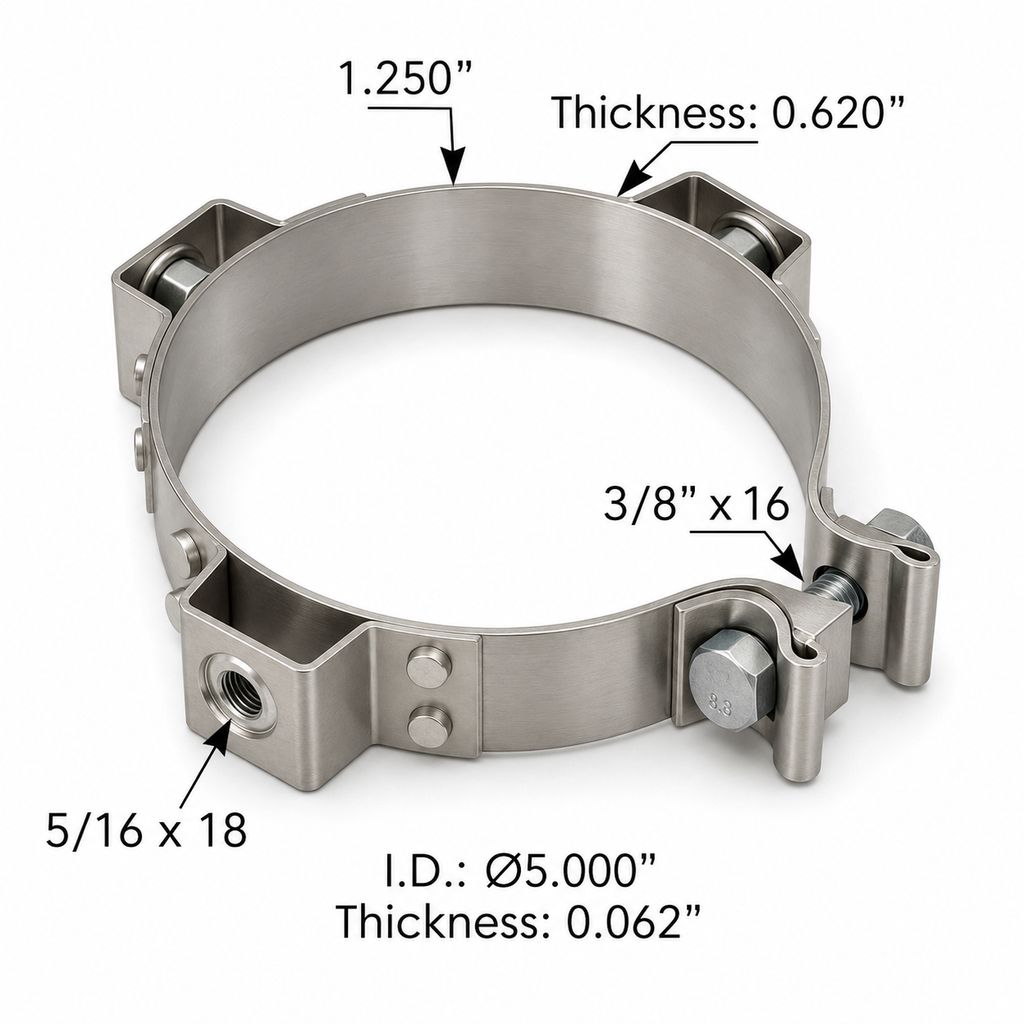 Mounting Bracket Heat Shield Compatible with International IHC Applications – 5in Diameter Pipe – Compatible with FLTEC050DA