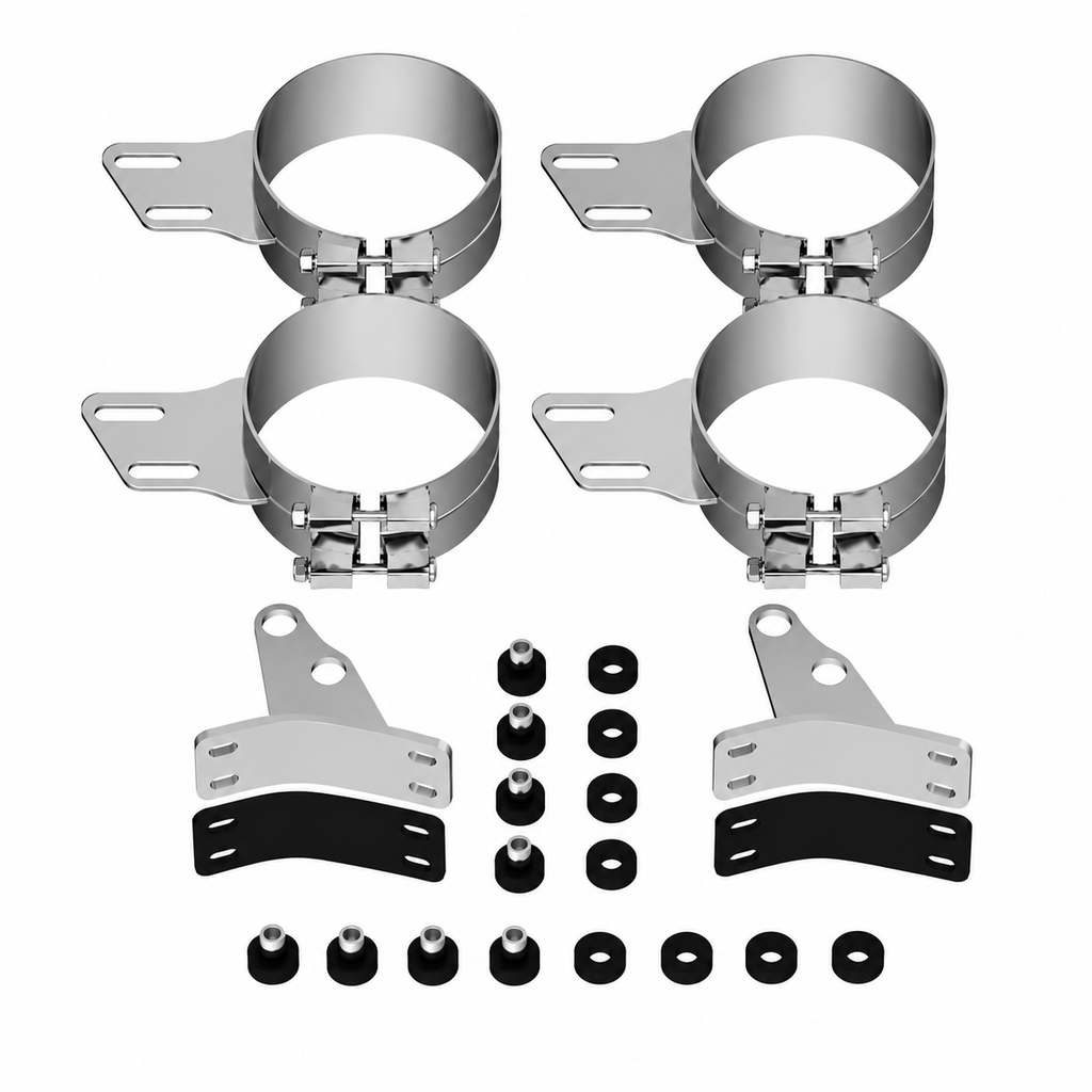 Mounting Kit 8in Stack Applications – Includes Lower Brackets Wide Clamp Brackets and Mounting Bushings
