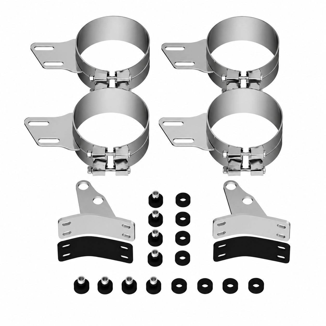 Mounting Kit 8in Stack Applications – Includes Lower Brackets Wide Clamp Brackets and Mounting Bushings