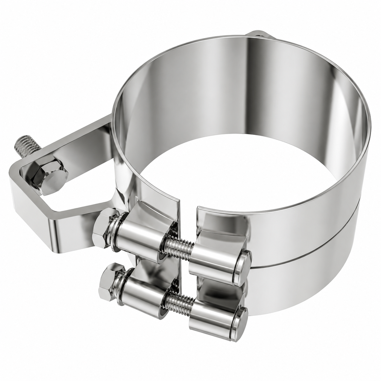 Stack Mounting Bracket 5in Compatible with Kenworth Aerocab Universal Applications – Polished Stainless Steel Wide 2 Bolt Clamp – Compatible with 50BJUB500SCP