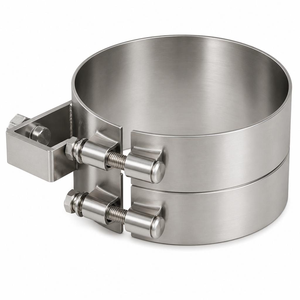 Stack Mounting Bracket 7in Compatible with Kenworth Aerocab Universal Applications – Polished Stainless Steel Wide 2 Bolt Clamp – Compatible with 50BJUB700SCP