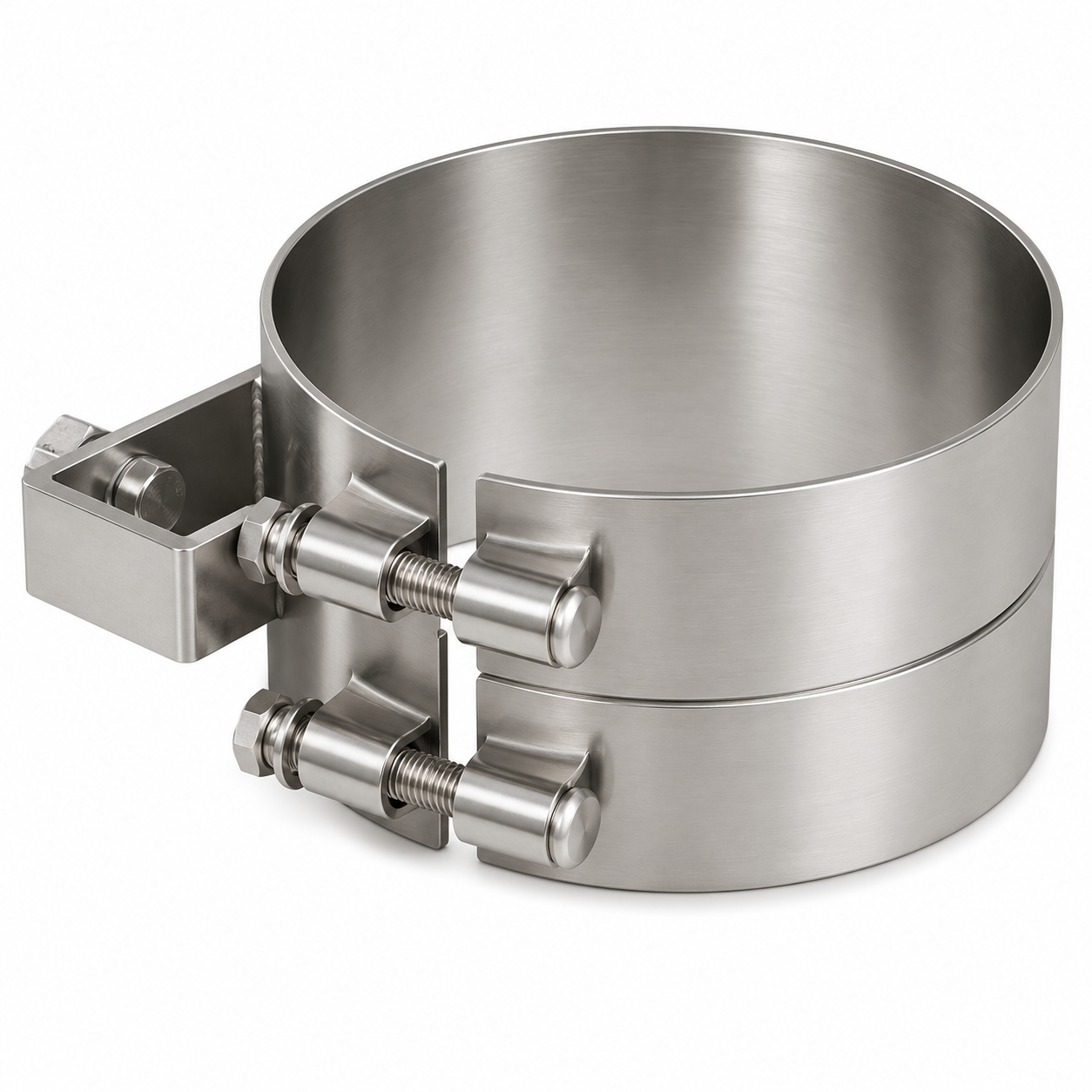 Stack Mounting Bracket 7in Compatible with Kenworth Aerocab Universal Applications – Polished Stainless Steel Wide 2 Bolt Clamp – Compatible with 50BJUB700SCP