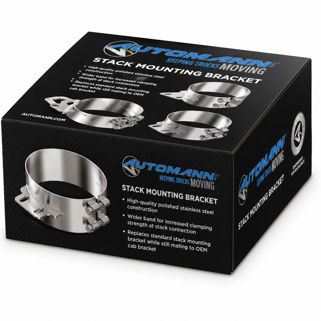 Stack Mounting Bracket 7in Compatible with Kenworth Aerocab Universal Applications – Polished Stainless Steel Wide 2 Bolt Clamp – Compatible with 50BJUB700SCP