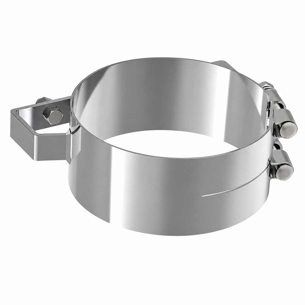 Stack Mounting Bracket 8in Compatible with Kenworth Aerocab and Universal Applications – Polished Stainless Steel Wide 2-Bolt Clamp – Pack of 4 – Compatible with 50BJUB800SCP