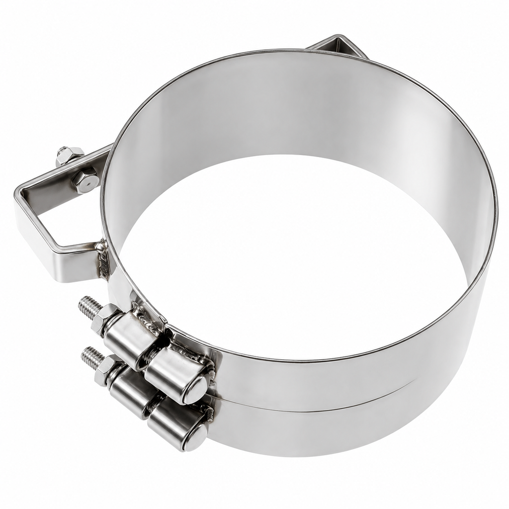 Stack Mounting Bracket 8in Compatible with Kenworth Aerocab and Universal Applications – Polished Stainless Steel Wide 2-Bolt Clamp – Pack of 4 – Compatible with 50BJUB800SCP