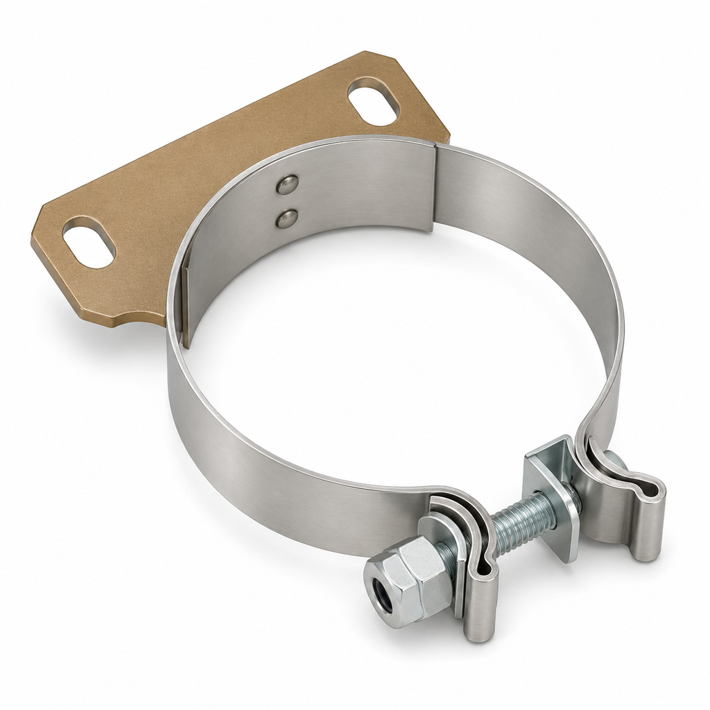 Exhaust Support Clamp Compatible with Peterbilt Applications – 409 Stainless Steel for 5in Pipe – Compatible with M166031